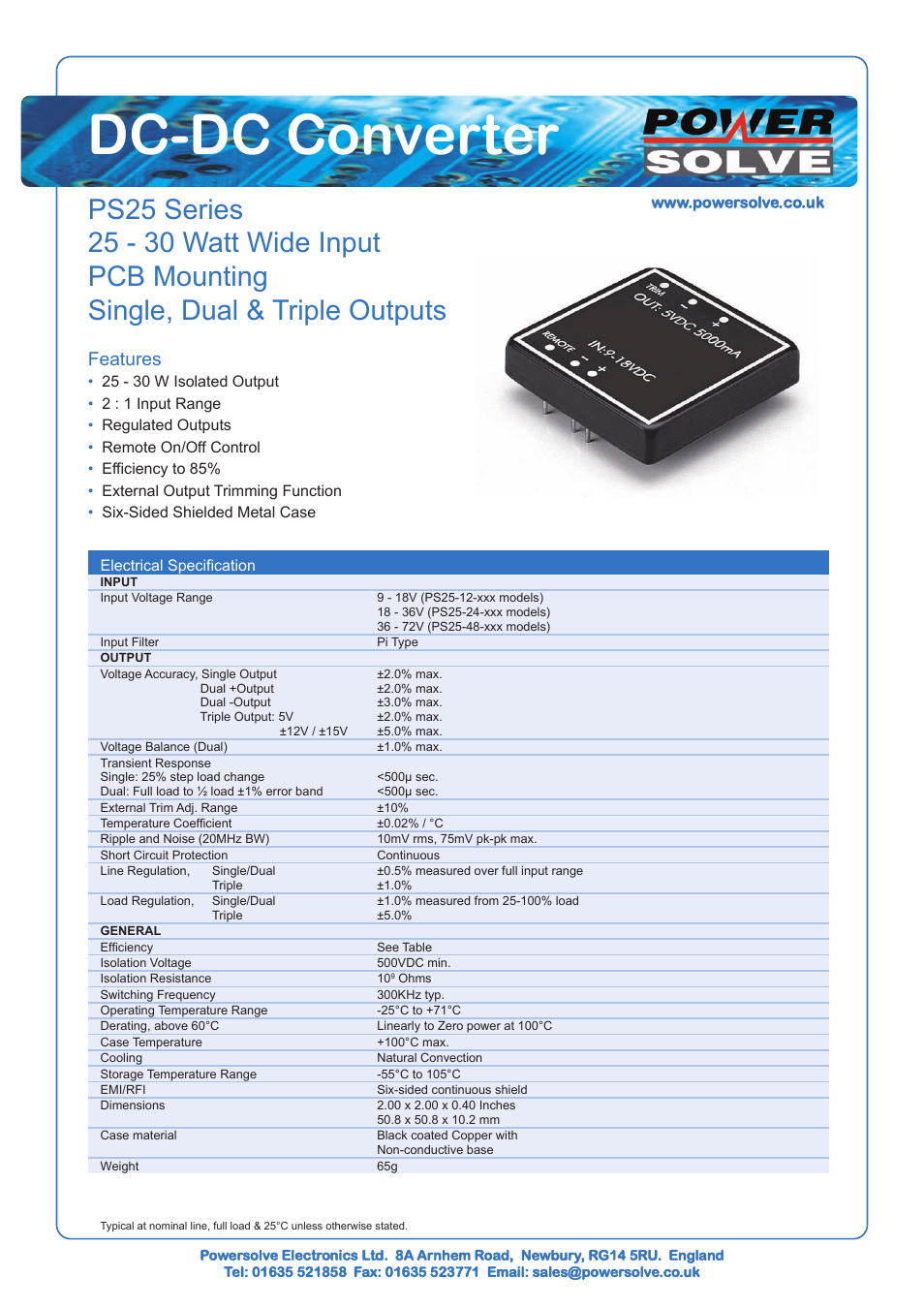 Powersolve PS25 Series User Manual | 2 pages