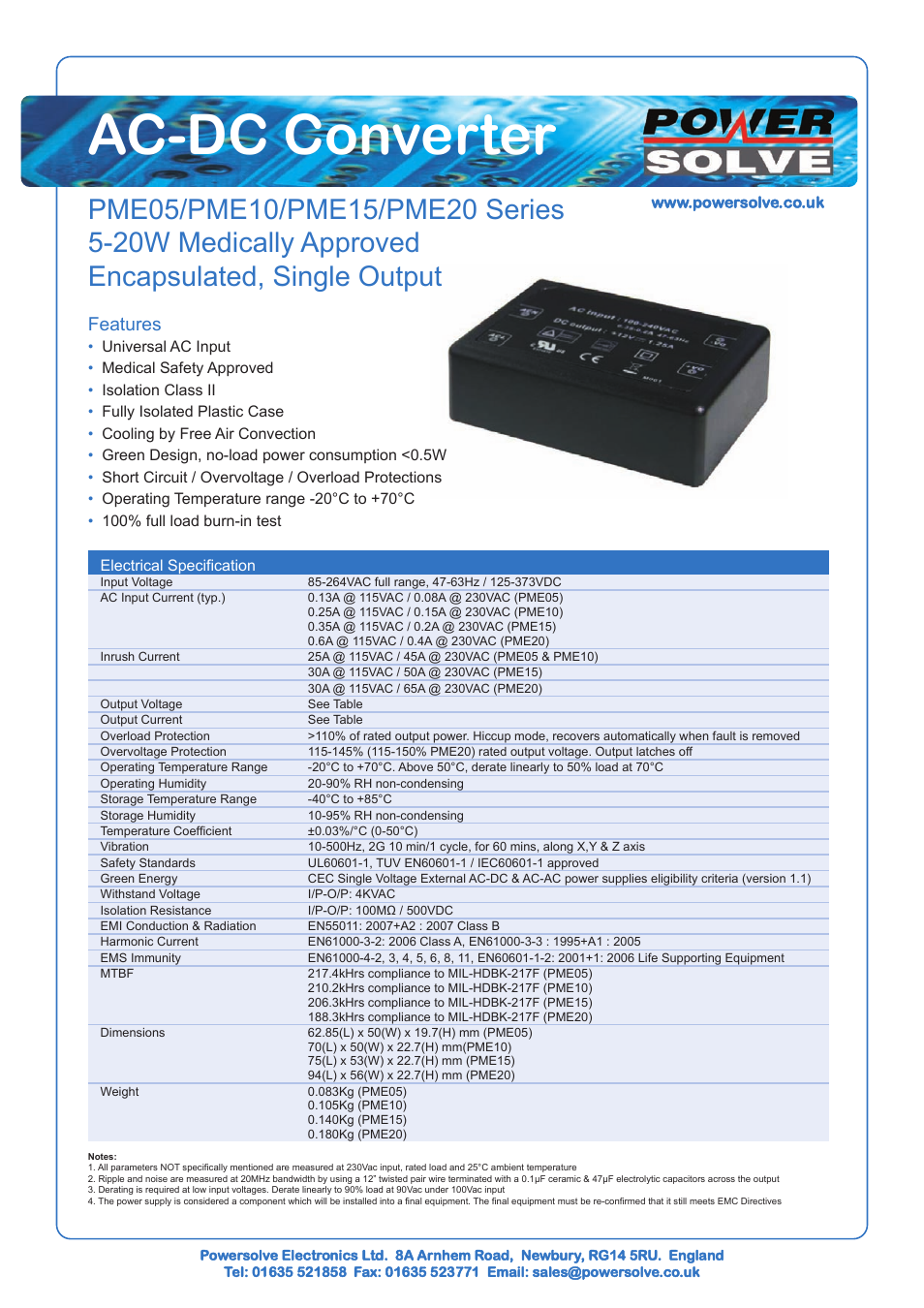 Powersolve PME20 Series User Manual | 4 pages
