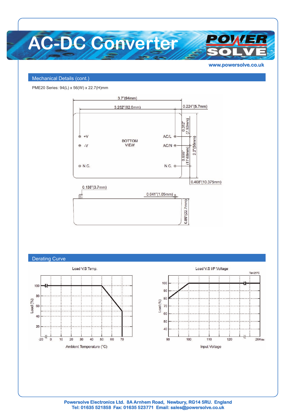 Ac-dc converter | Powersolve PME20 Series User Manual | Page 4 / 4