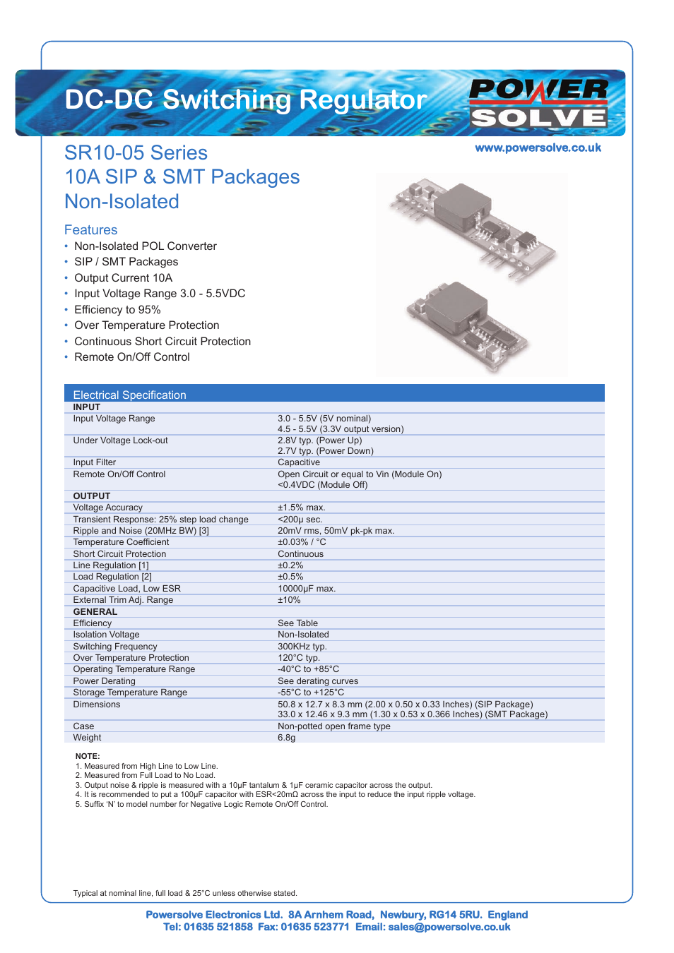 Powersolve SR10-05 Series User Manual | 2 pages