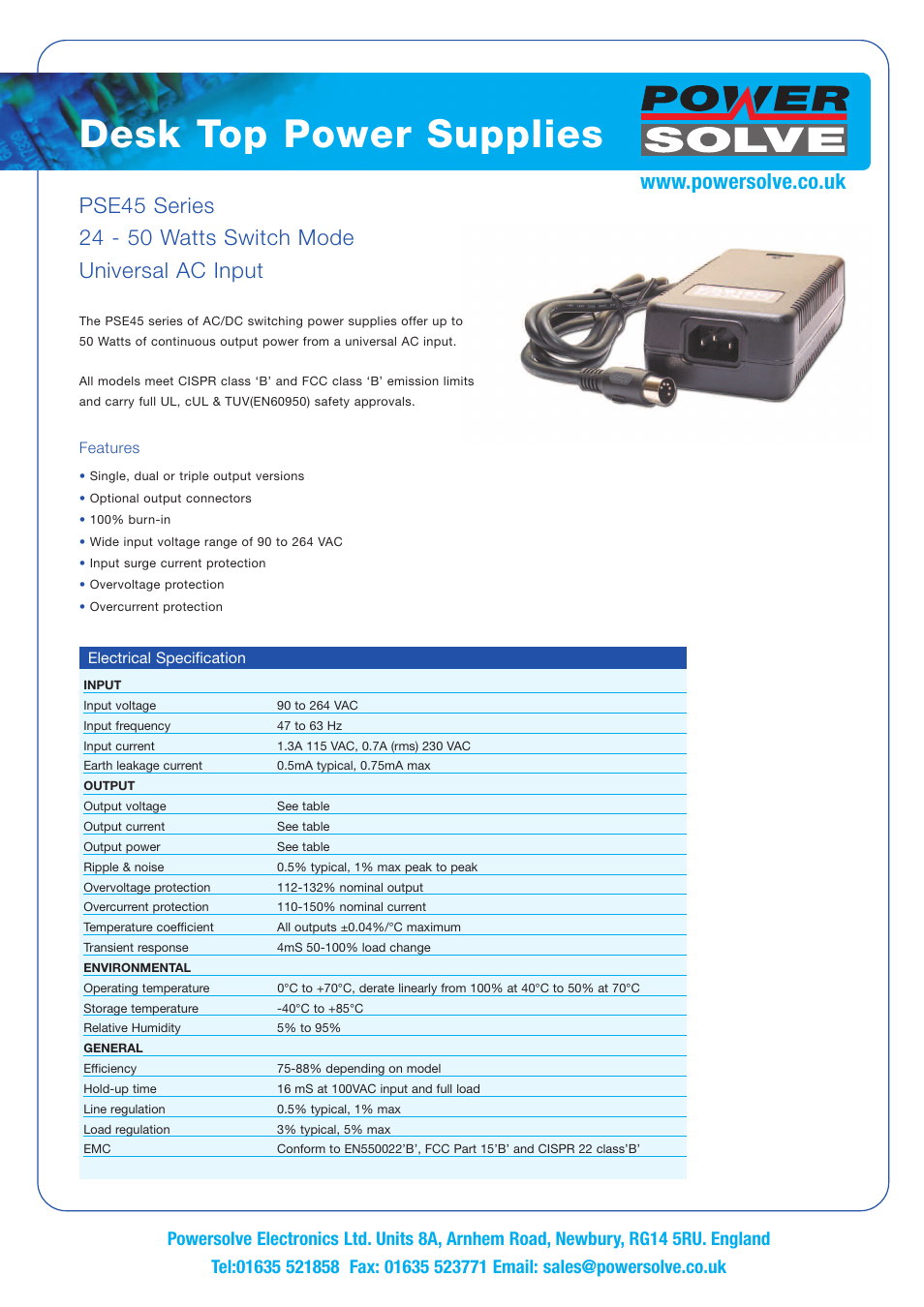 Powersolve PSE45 Series User Manual | 2 pages