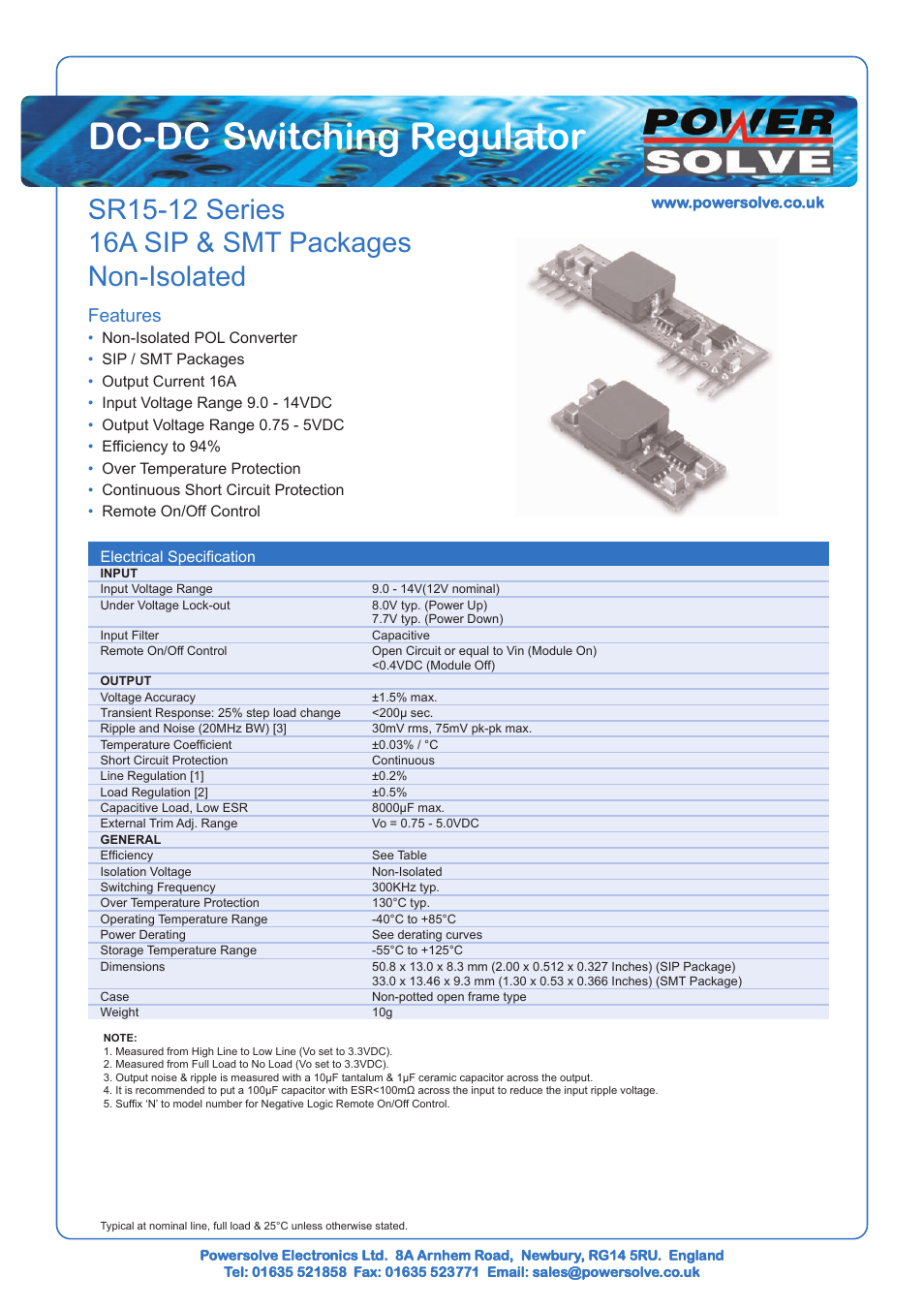 Powersolve SR15-12 Series User Manual | 2 pages