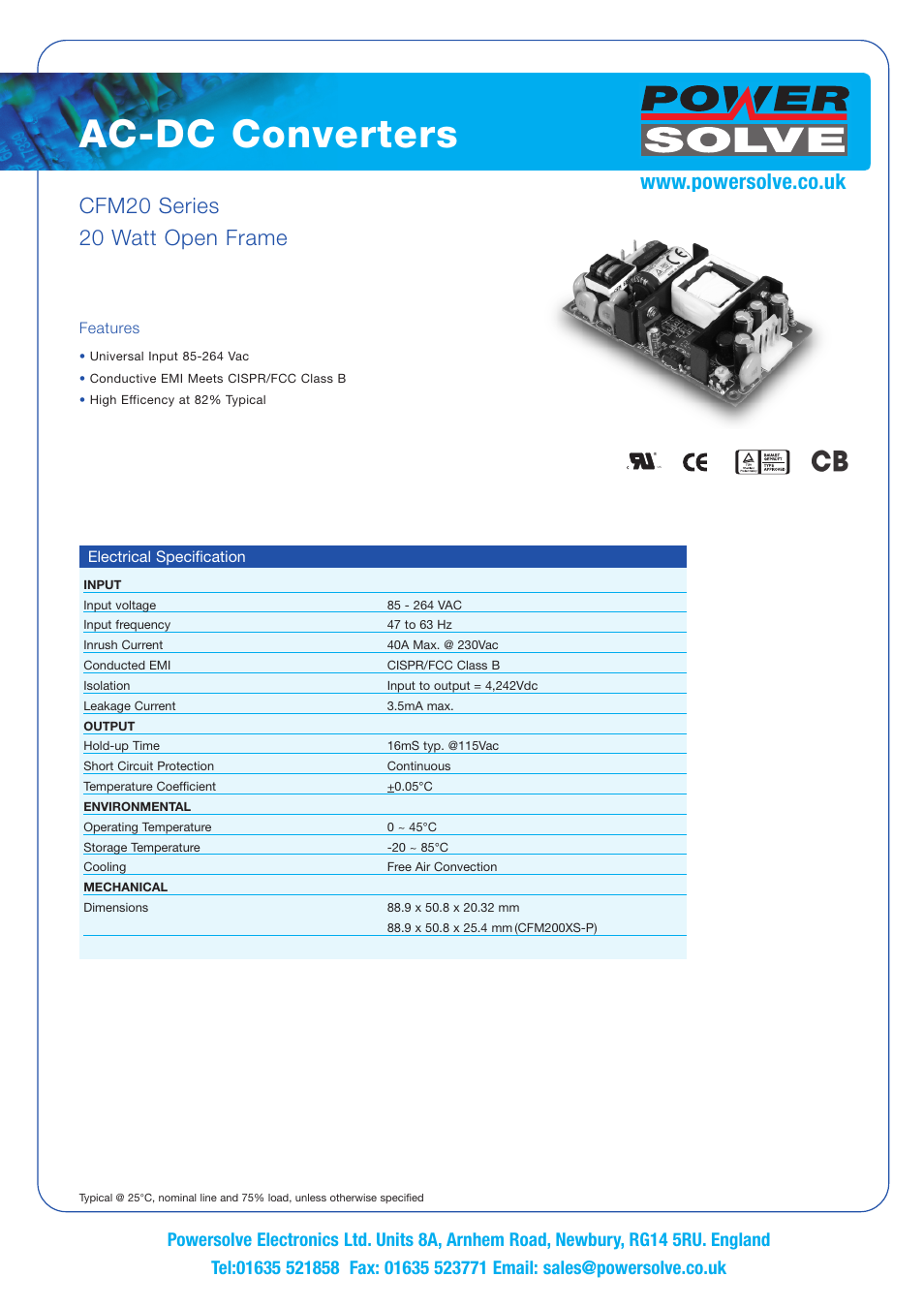 Powersolve CFM20 Series User Manual | 2 pages