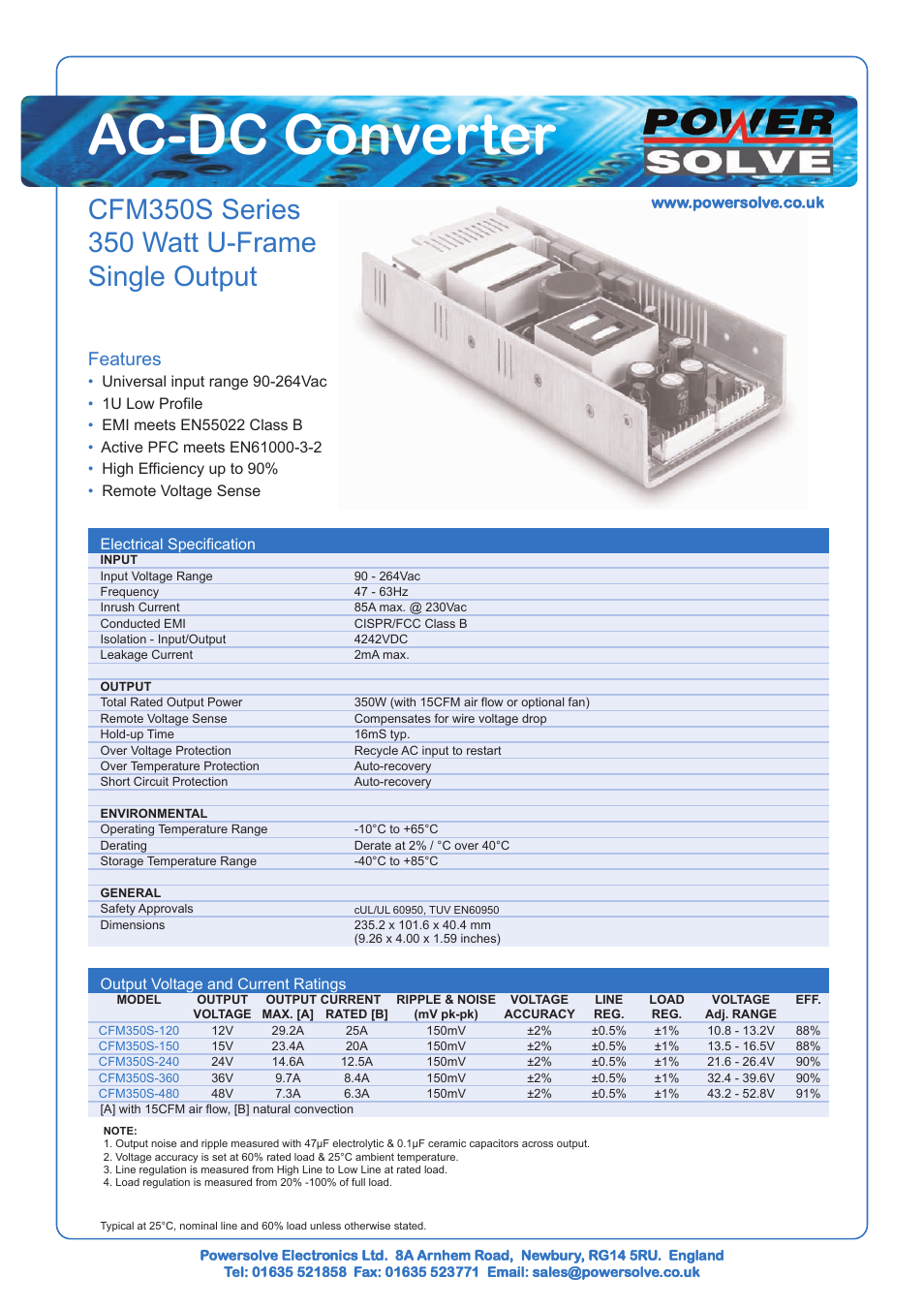 Powersolve CFM350S Series User Manual | 2 pages