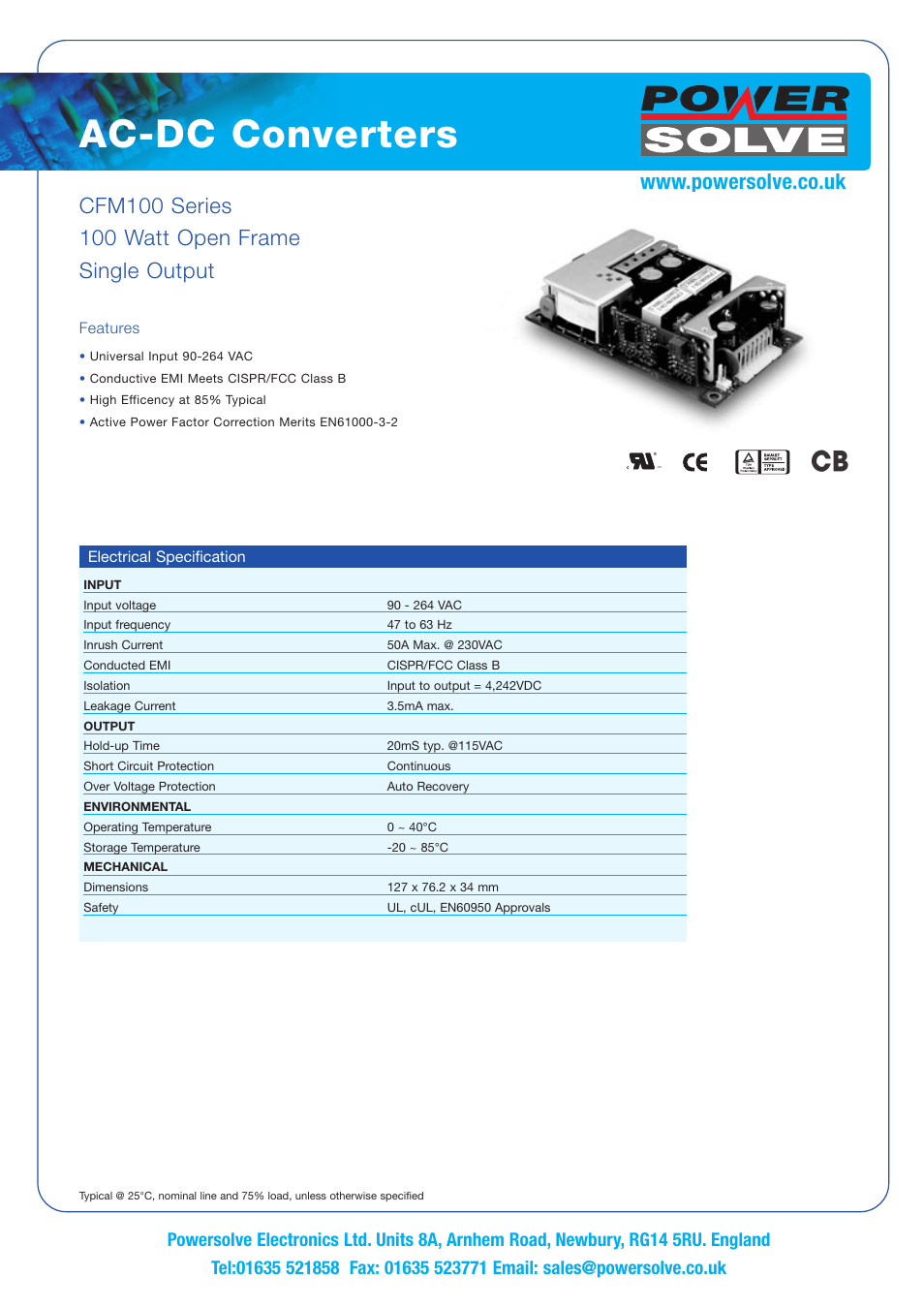 Powersolve CFM100 Series User Manual | 2 pages