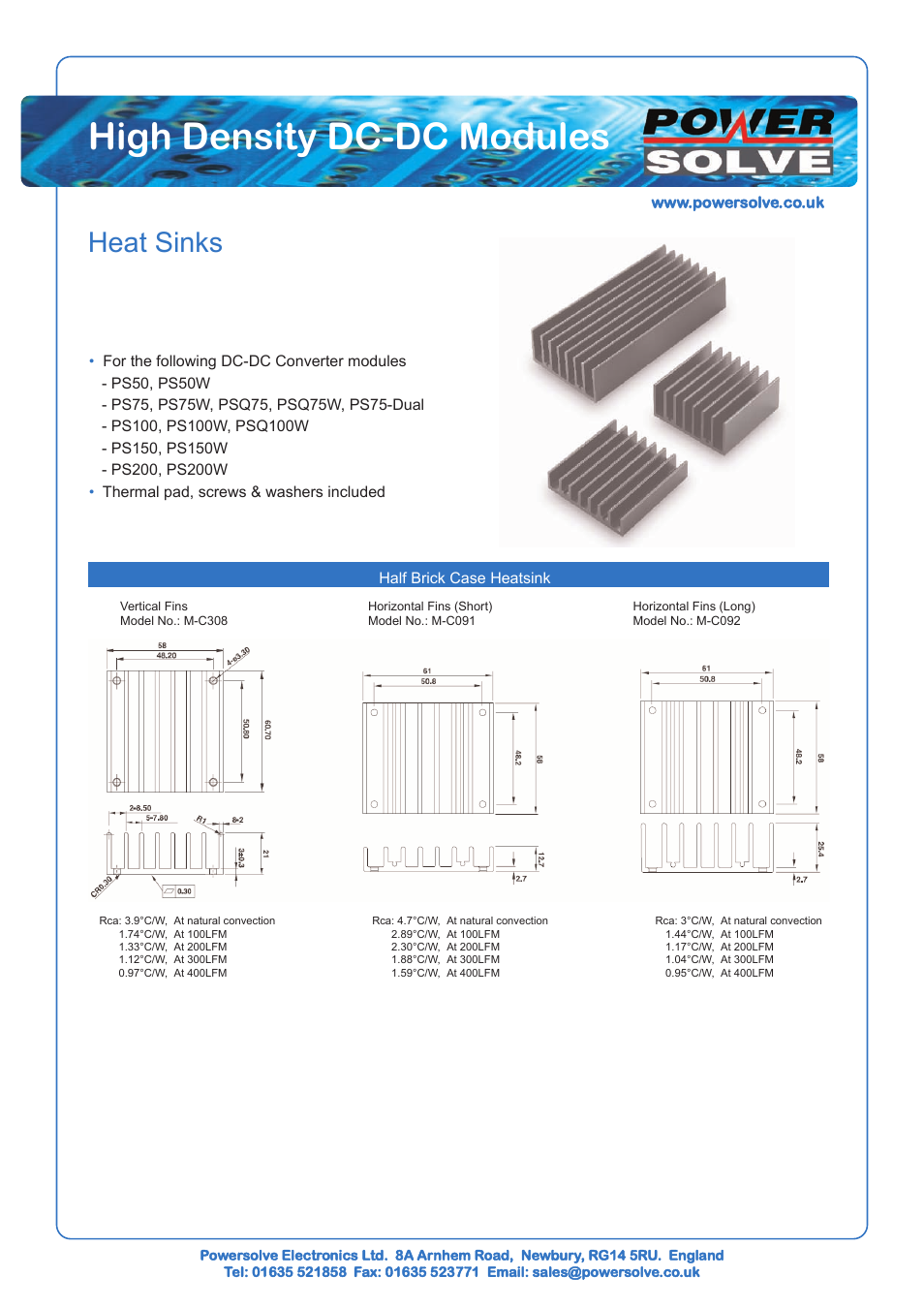 Powersolve HEATSINKS User Manual | 2 pages