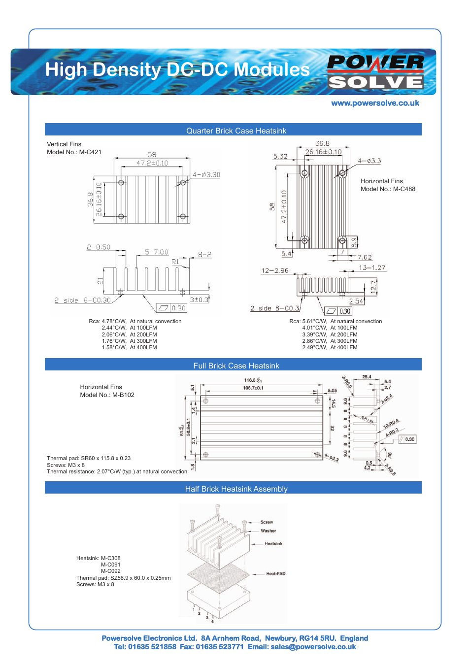High density dc-dc modules | Powersolve HEATSINKS User Manual | Page 2 / 2