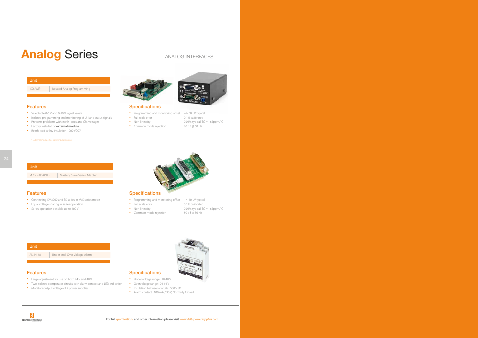 Analog-series, Analog series, Dc power supplies | Powersolve Short Form Catalogue User Manual | Page 14 / 15