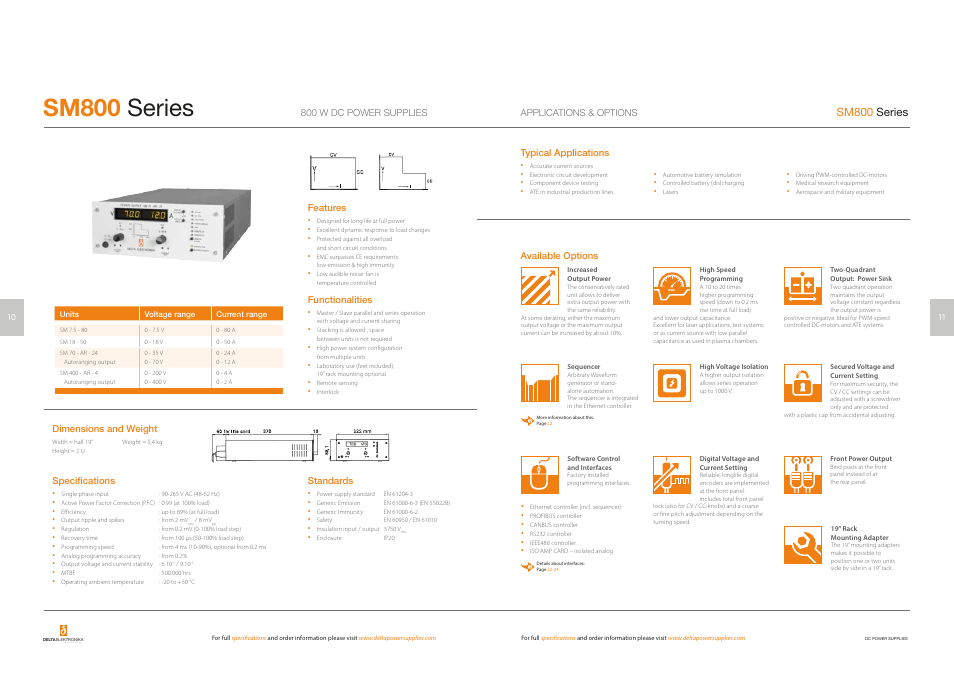 Sm800-series, Sm800 series, Dc power supplies | Powersolve Short Form Catalogue User Manual | Page 7 / 15
