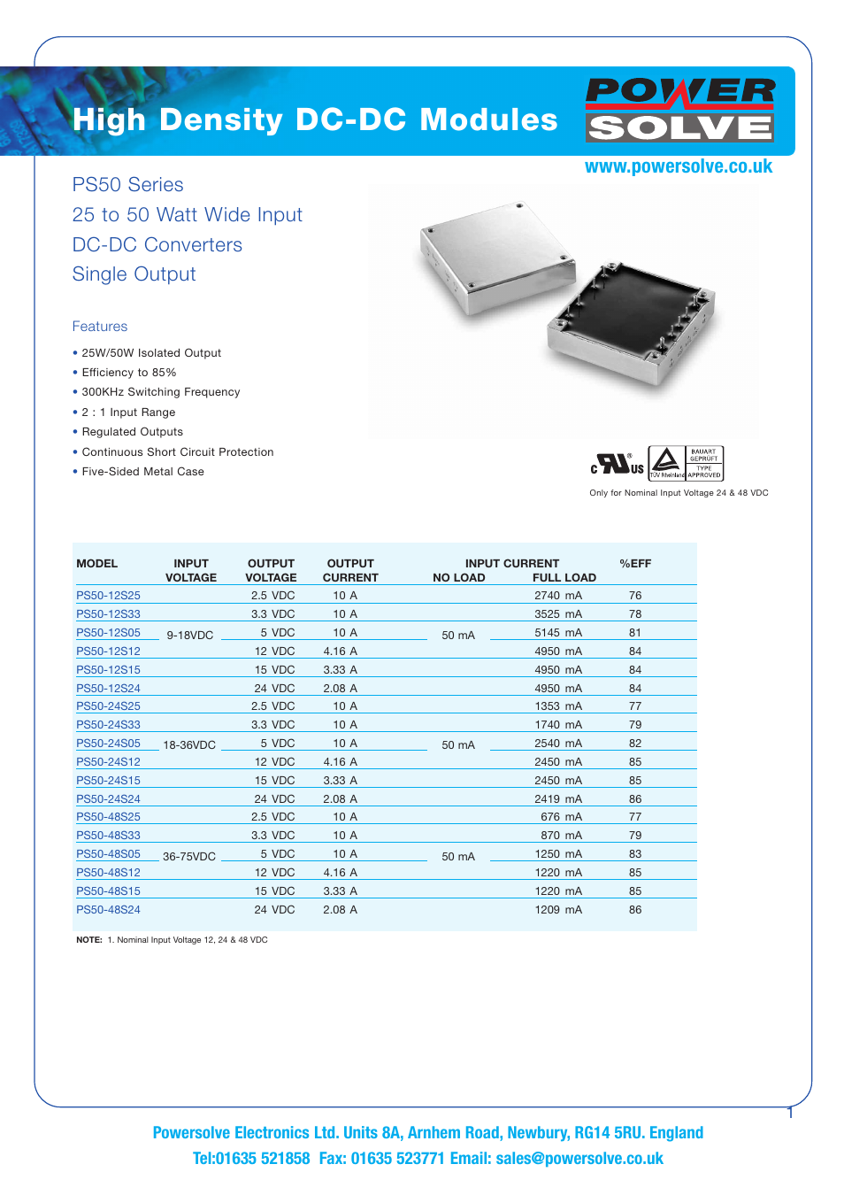 Powersolve PS50 Series User Manual | 4 pages