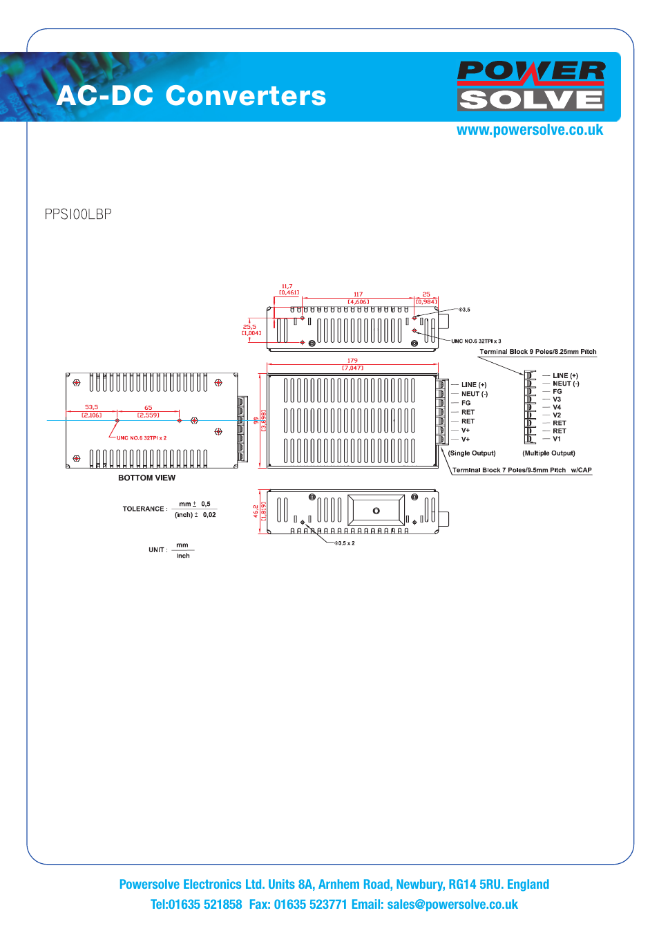 Ac-dc converters | Powersolve PPS100LBP Series User Manual | Page 3 / 3