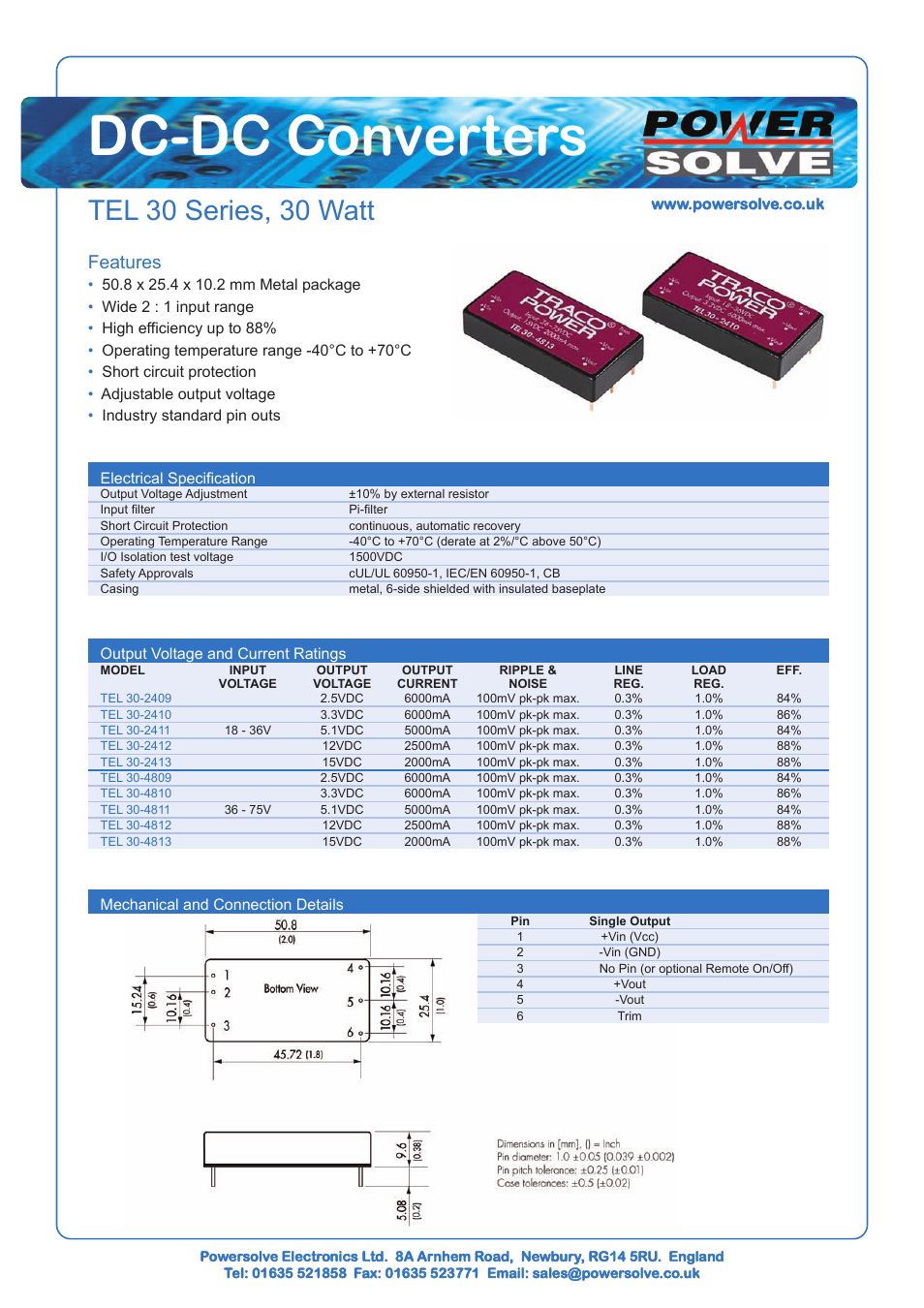 Powersolve TEL30 Series User Manual | 1 page