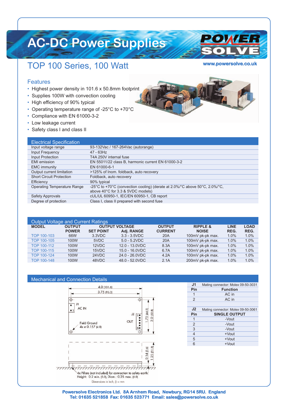 Powersolve TOP100 Series User Manual | 1 page