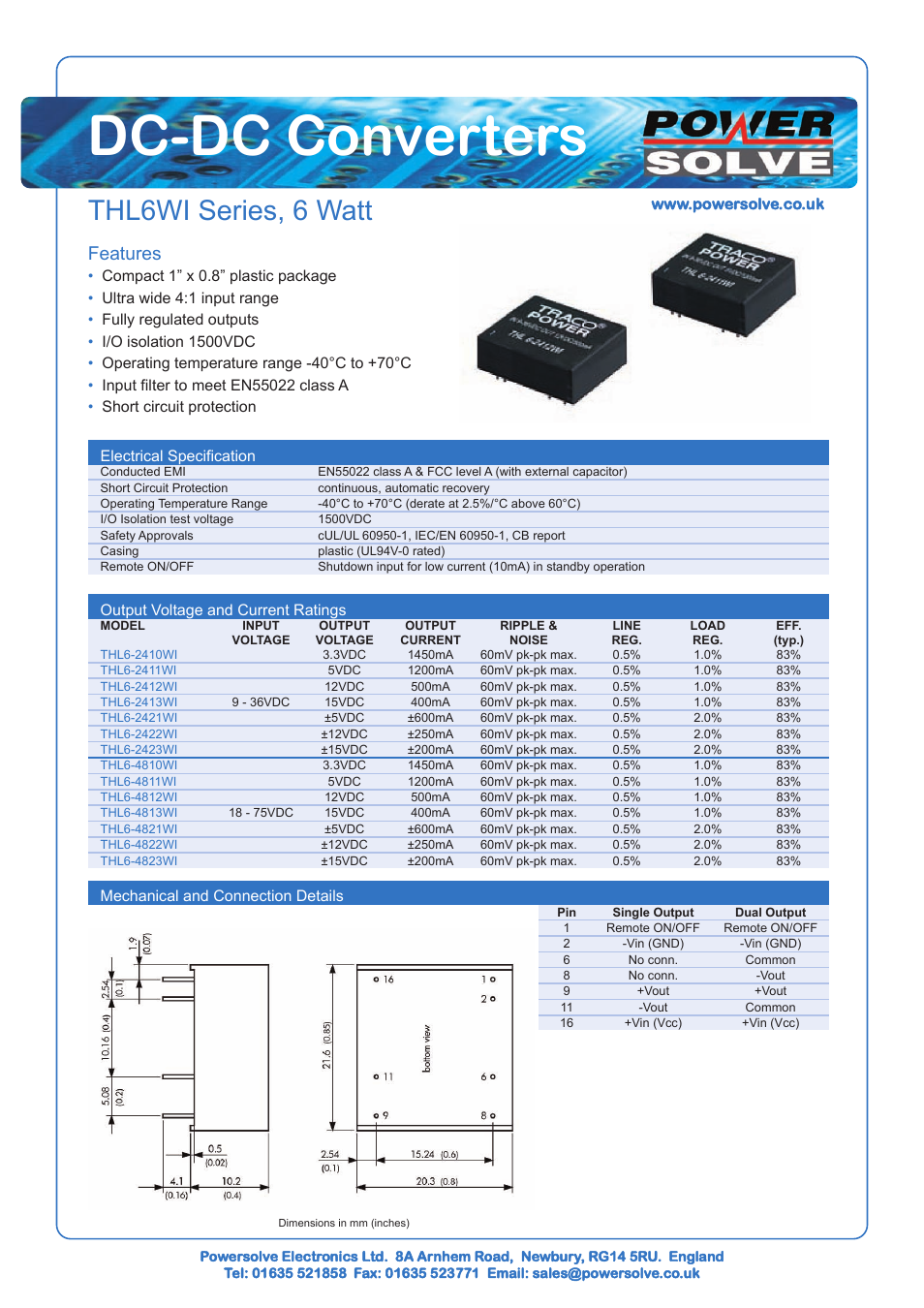 Powersolve THL6WI Series User Manual | 1 page