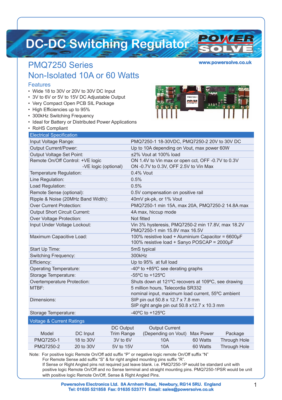 Powersolve PMQ7250 Series User Manual | 6 pages