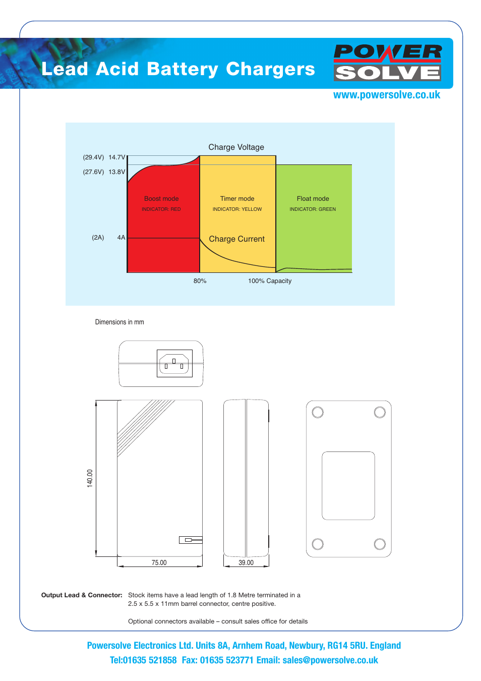 Lead acid battery chargers | Powersolve ED1048 Series User Manual | Page 2 / 2