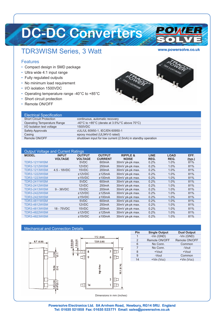 Powersolve TDR3WISM Series User Manual | 1 page