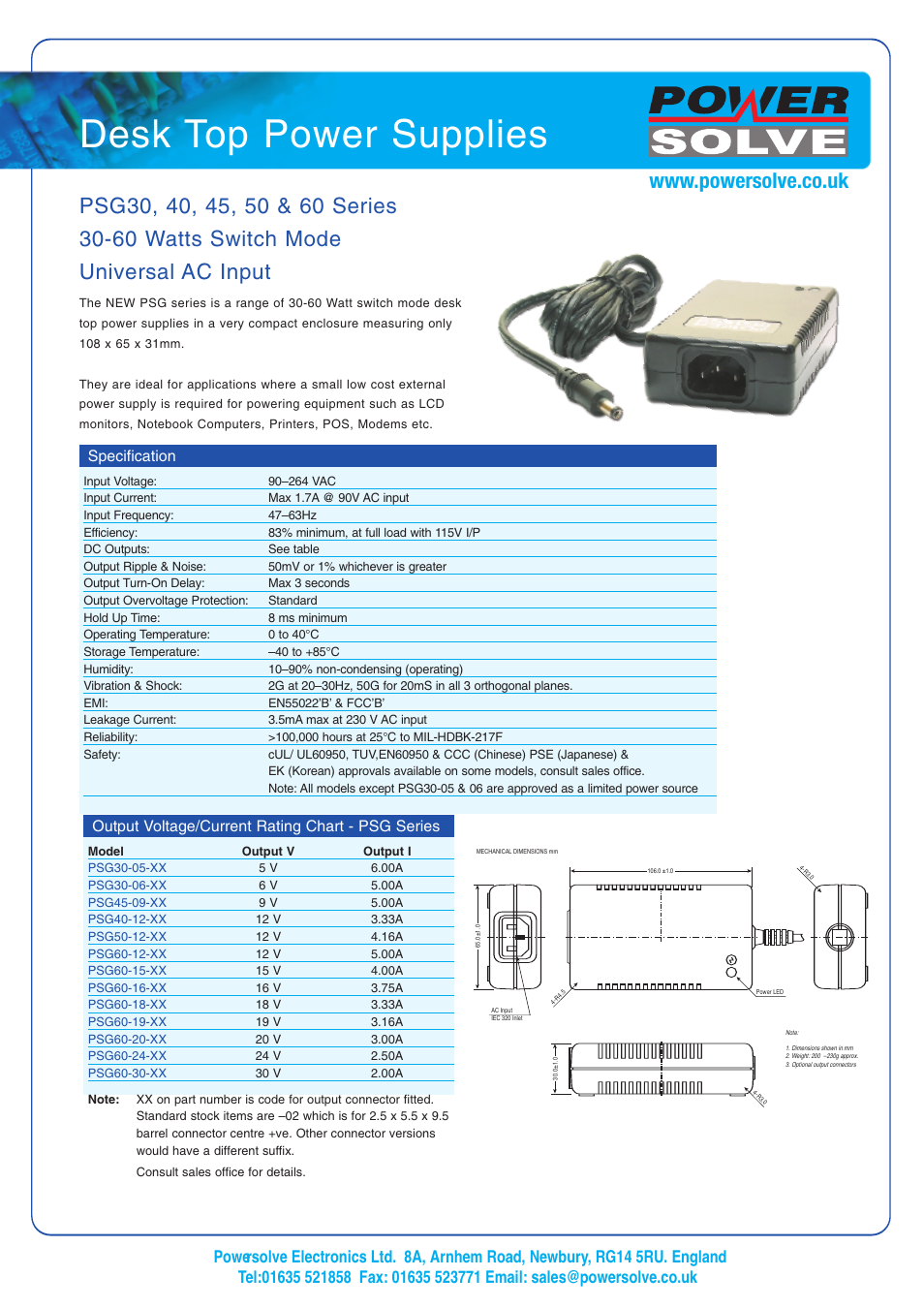 Powersolve PSG 60 Series User Manual | 1 page