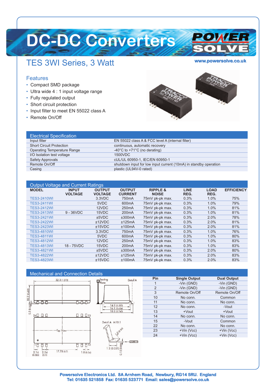 Powersolve TES3WI Series User Manual | 1 page