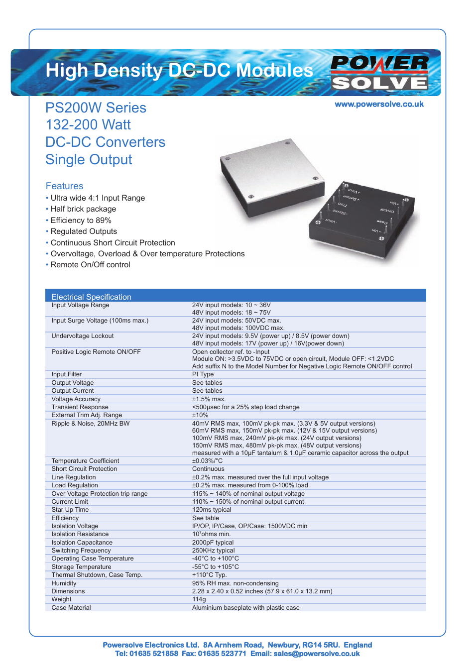 Powersolve PS200W Series User Manual | 2 pages