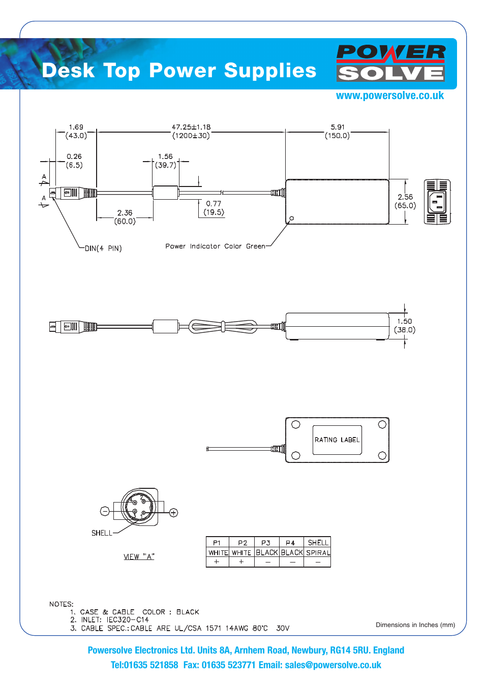 Desk top power supplies | Powersolve PSG150 Series User Manual | Page 2 / 2