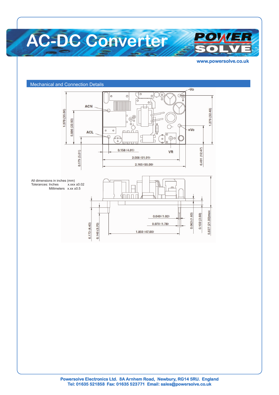 Ac-dc converter | Powersolve CFM05 Series User Manual | Page 2 / 2