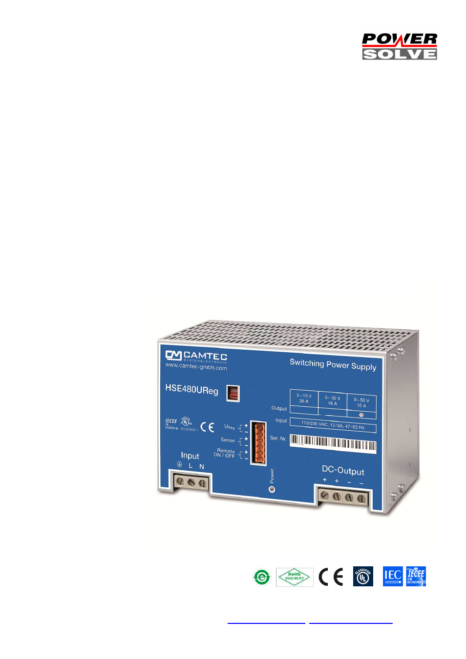 Powersolve HSEUreg04801 Series User Manual | 5 pages