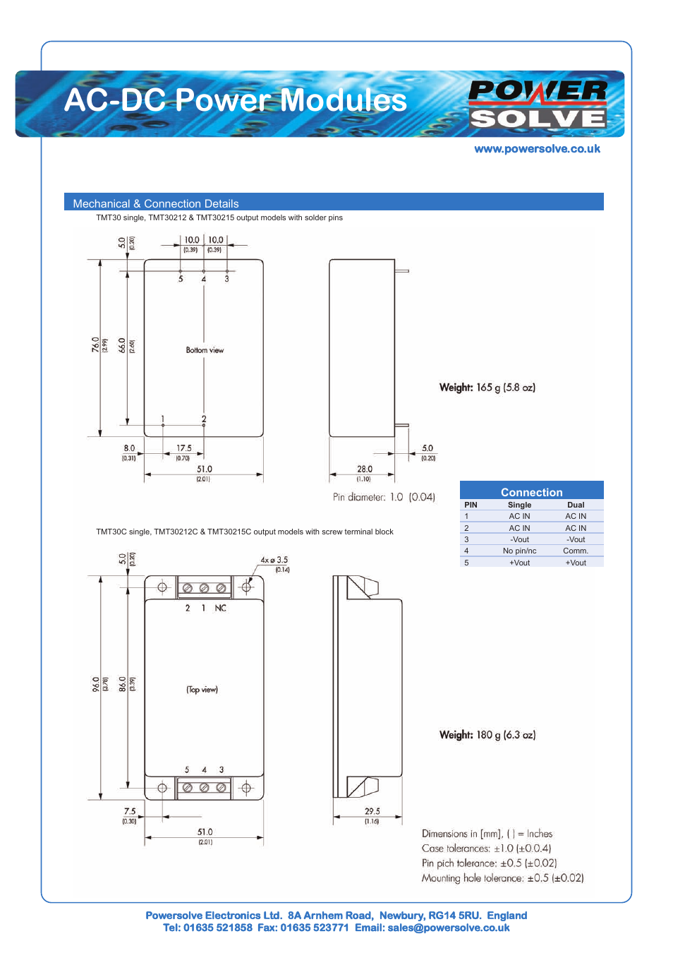 Ac-dc power modules | Powersolve TMT Series User Manual | Page 3 / 5