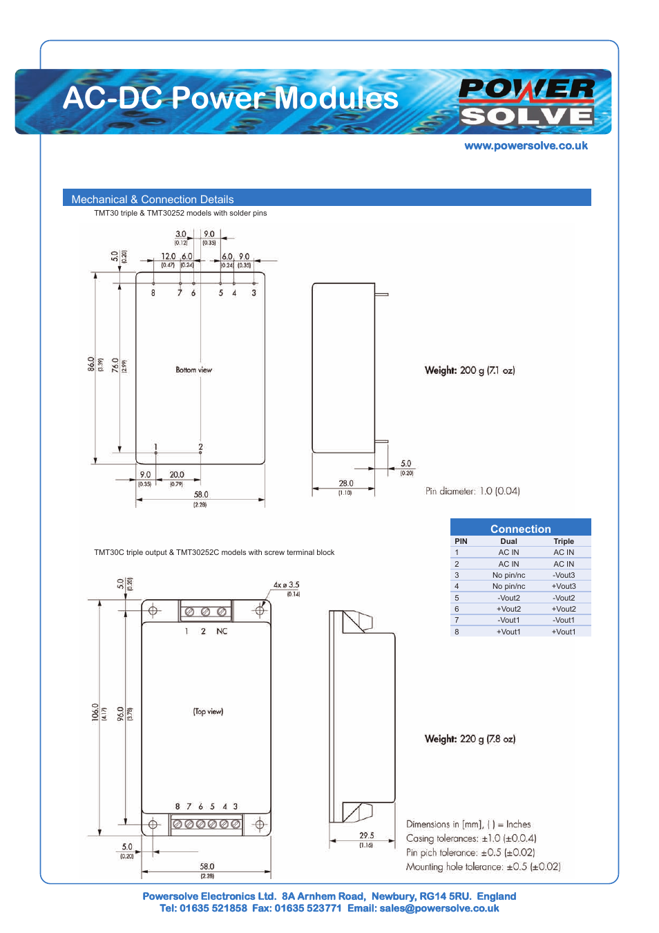 Ac-dc power modules | Powersolve TMT Series User Manual | Page 4 / 5