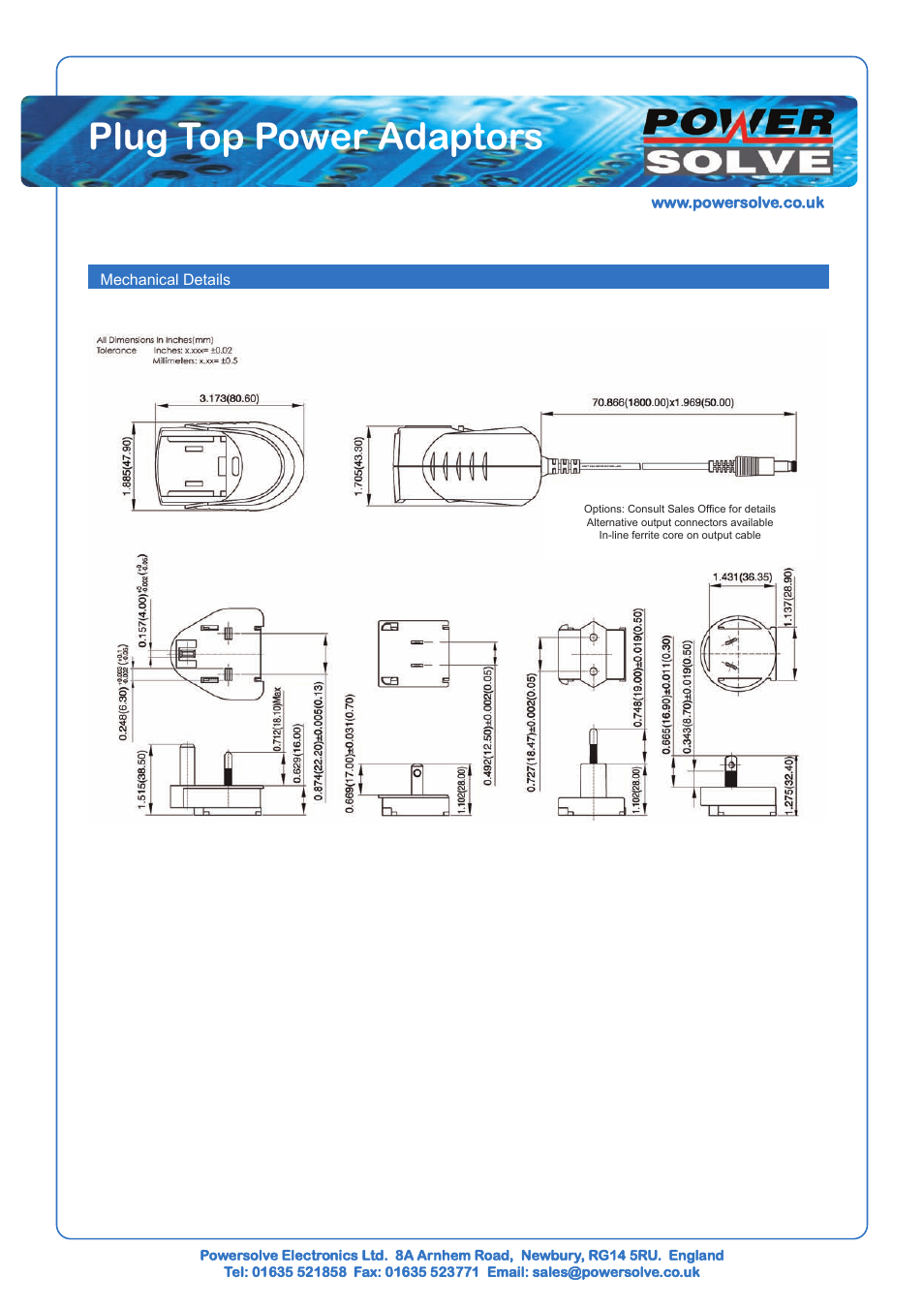 Plug top power adaptors | Powersolve PPT15E Series User Manual | Page 2 / 2