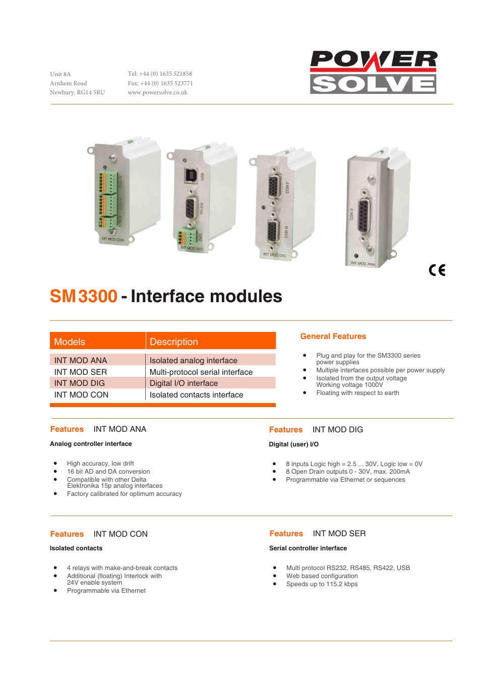 Powersolve SM3300 Interfaces User Manual | 5 pages