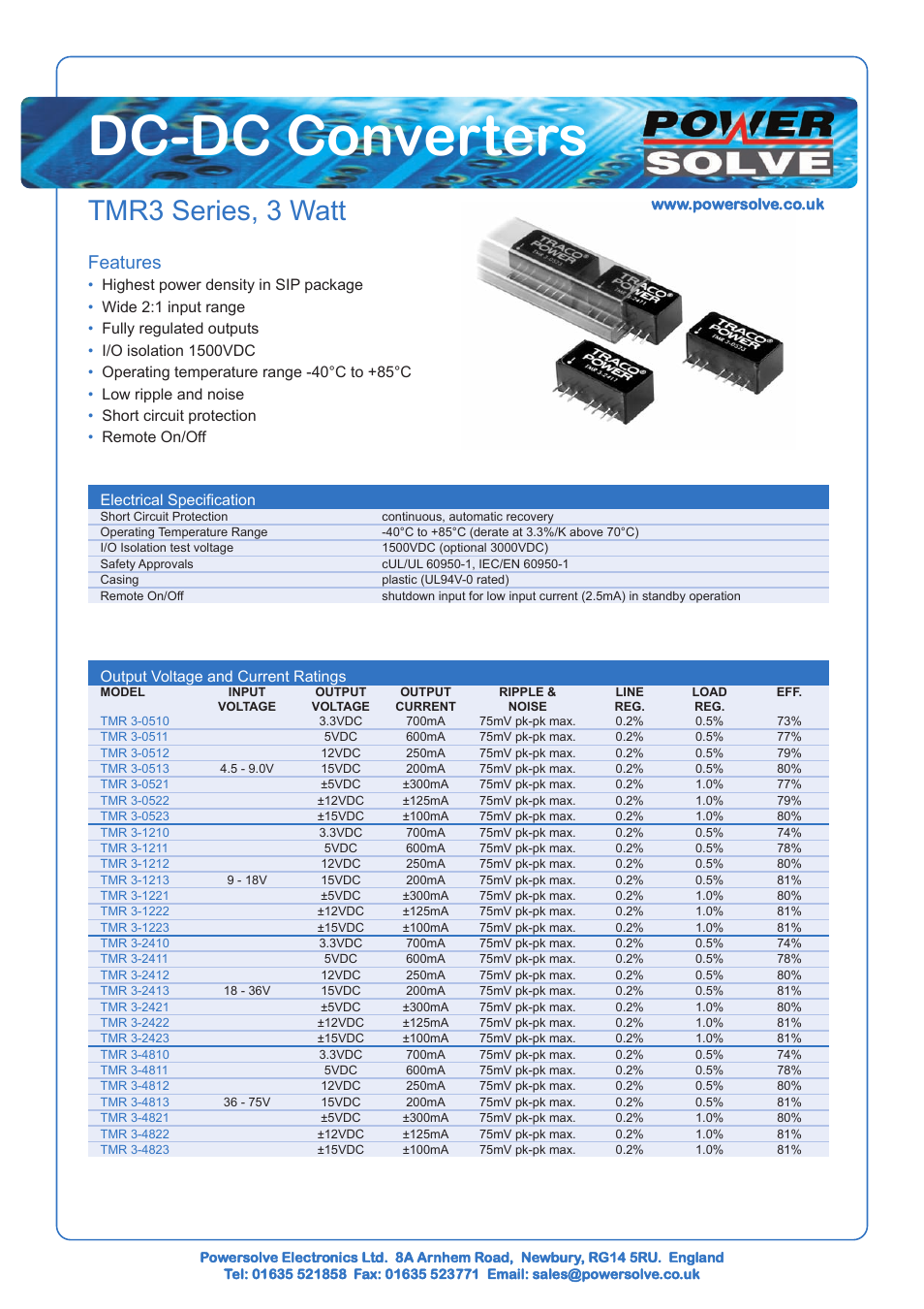 Powersolve TMR3 Series User Manual | 2 pages