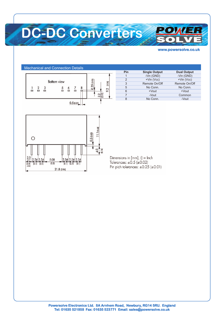 Dc-dc converters | Powersolve TMR3 Series User Manual | Page 2 / 2