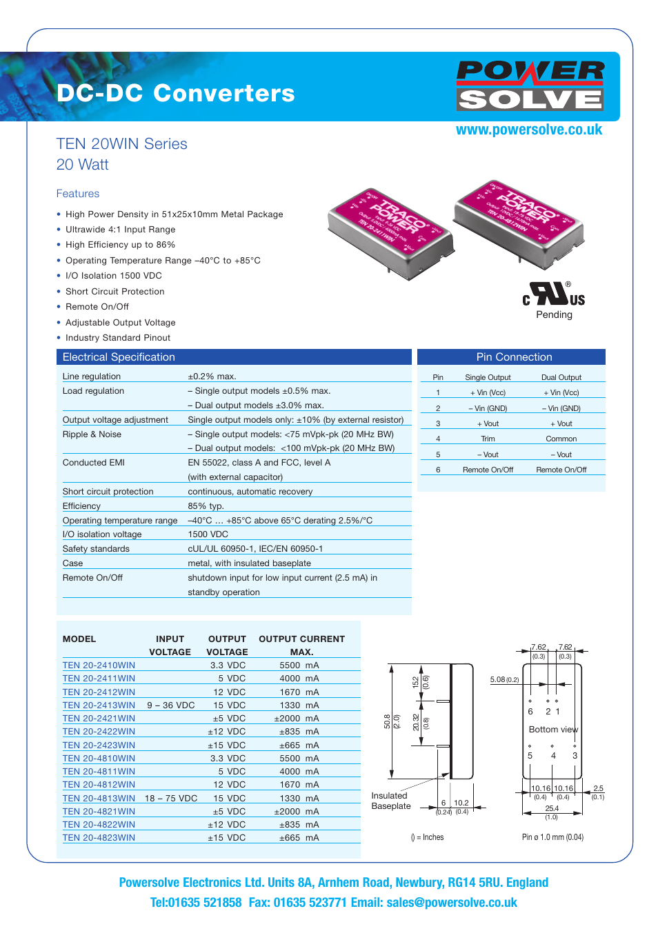 Powersolve TEN20WIN Series User Manual | 1 page