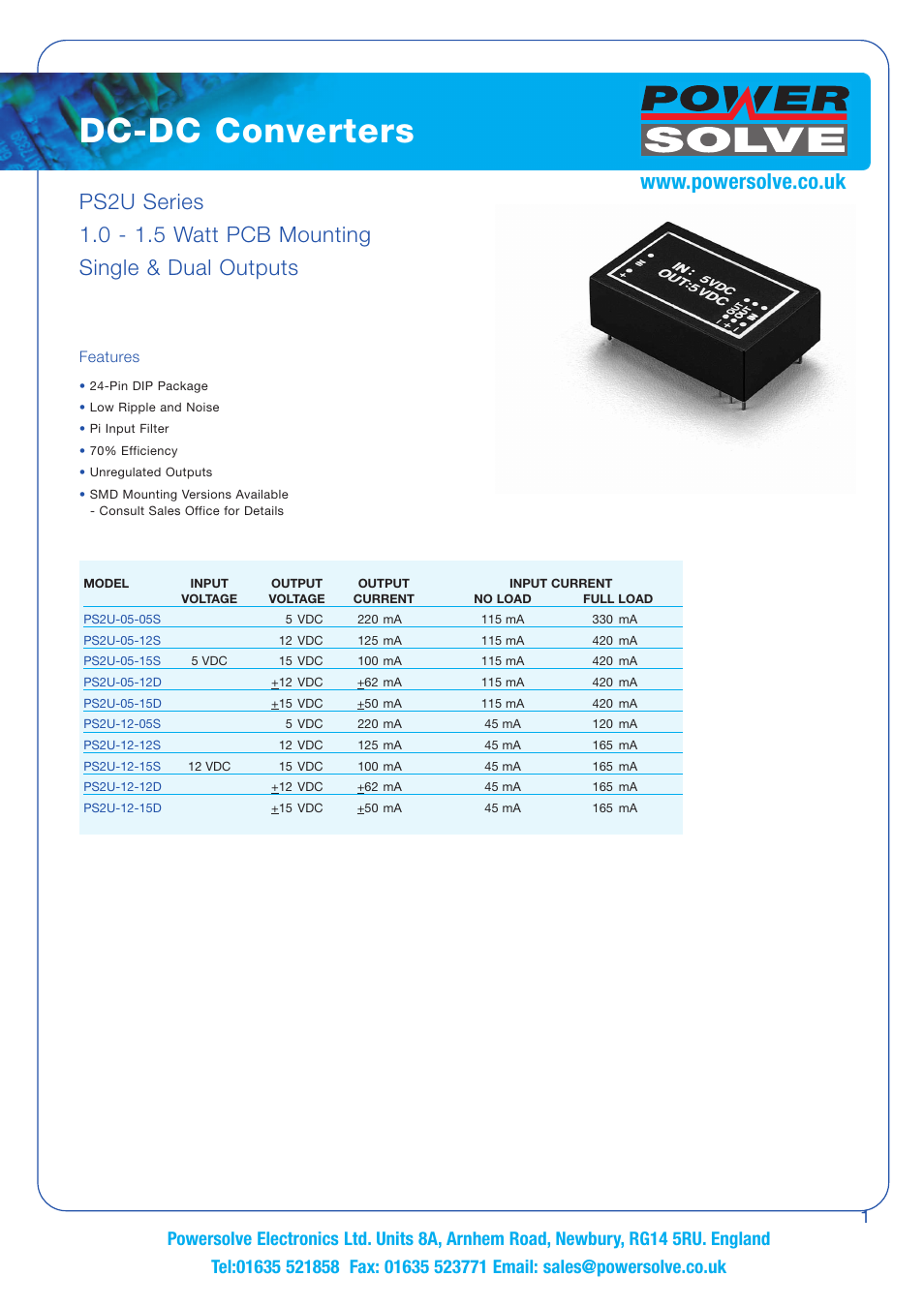 Powersolve PS2U Series User Manual | 2 pages