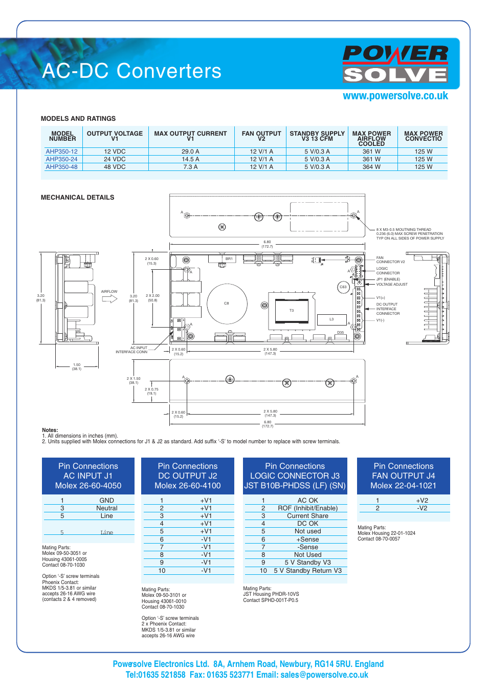 Ac-dc converters | Powersolve AHP350 Series User Manual | Page 2 / 4