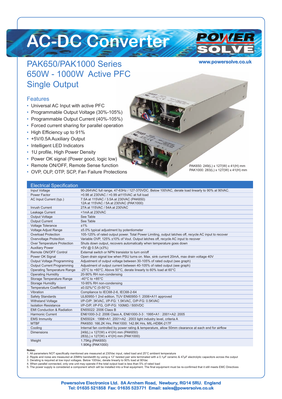 Powersolve PAK1000 Series User Manual | 5 pages