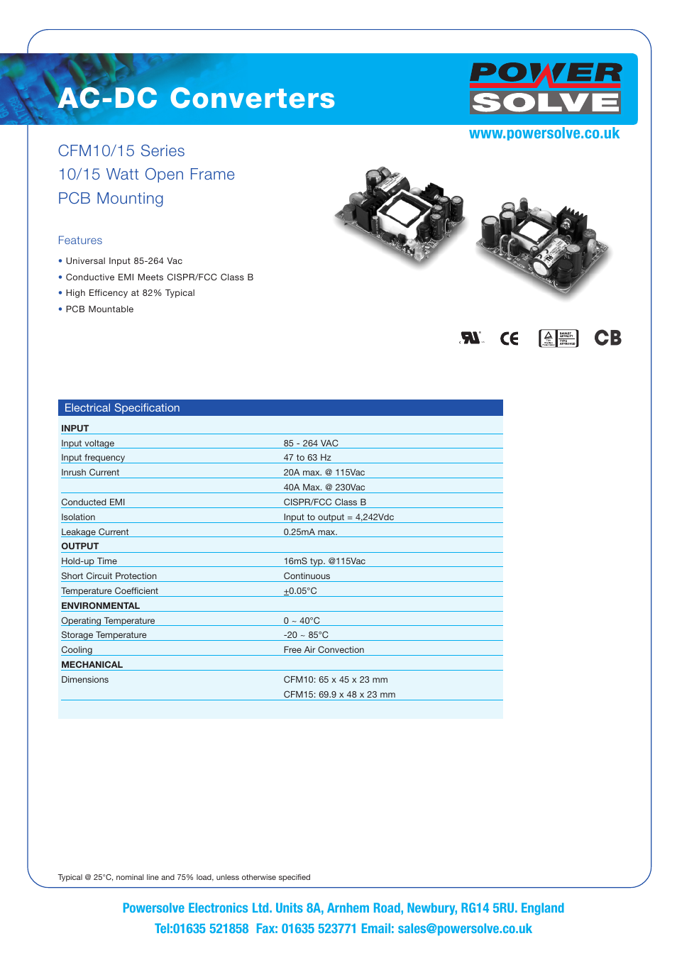 Powersolve CFM15 Series User Manual | 2 pages