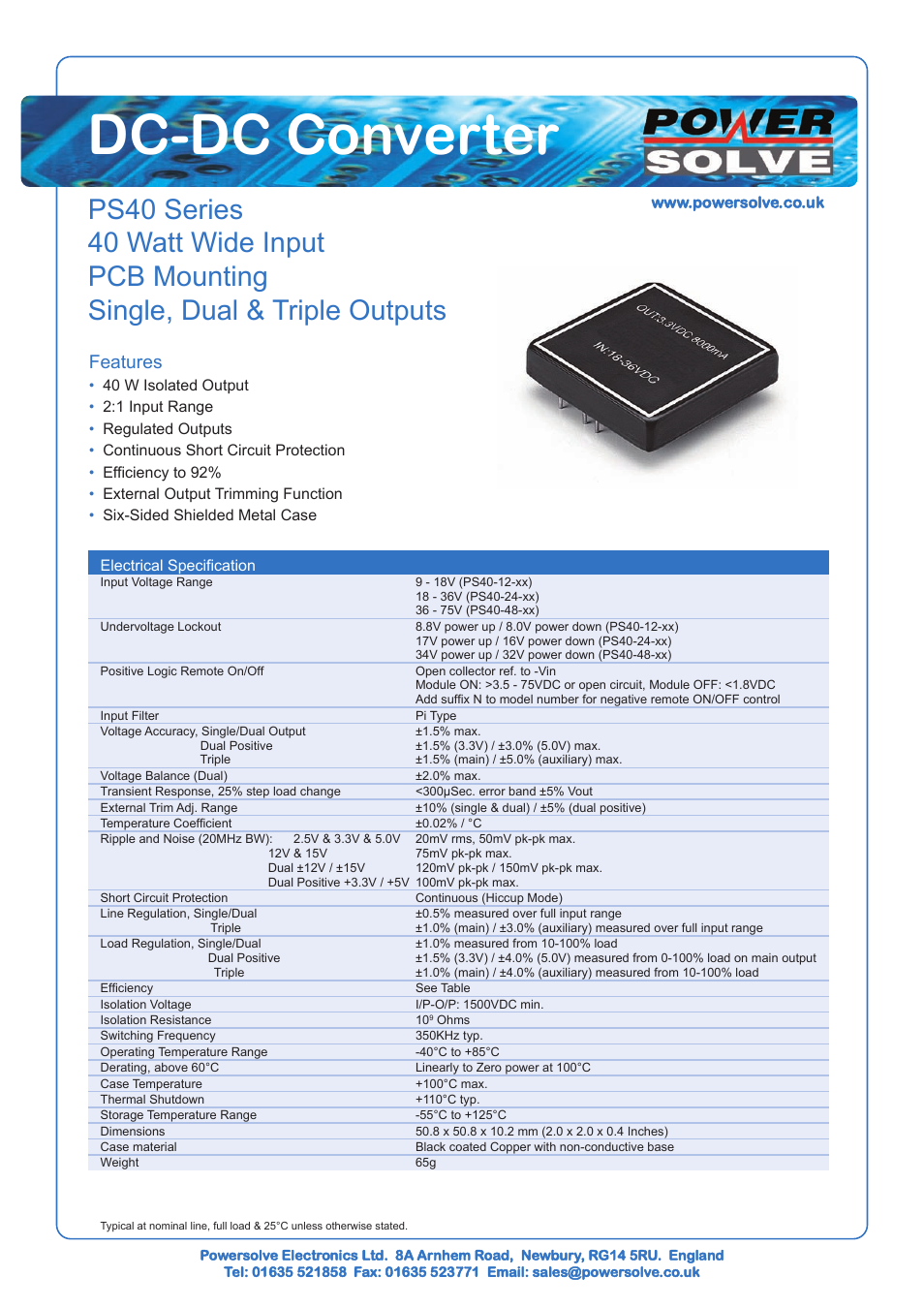 Powersolve PS40 Series User Manual | 2 pages