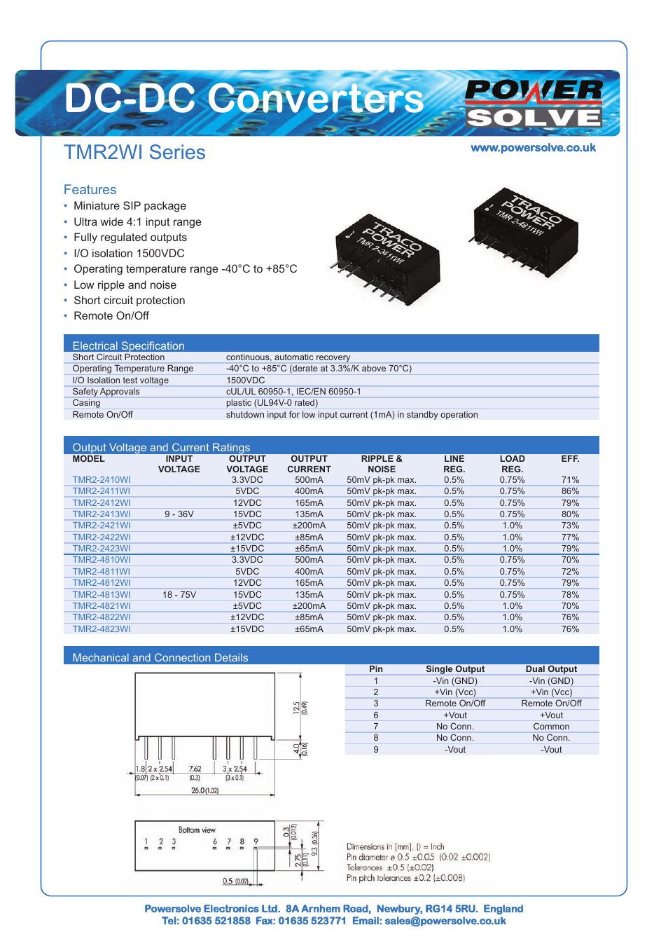 Powersolve TMR2WI Series User Manual | 1 page