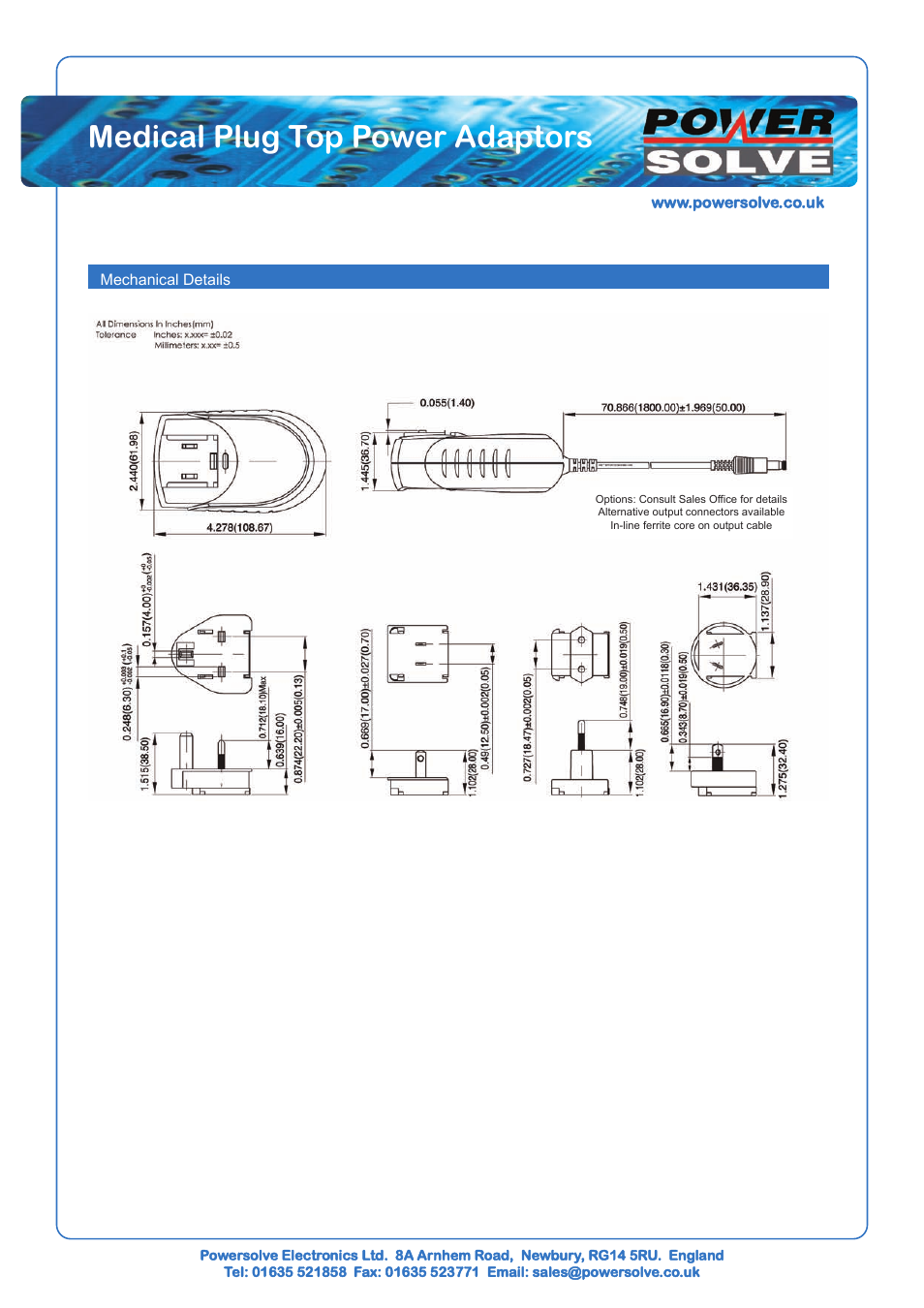 Medical plug top power adaptors | Powersolve PPT30ME Series User Manual | Page 2 / 2