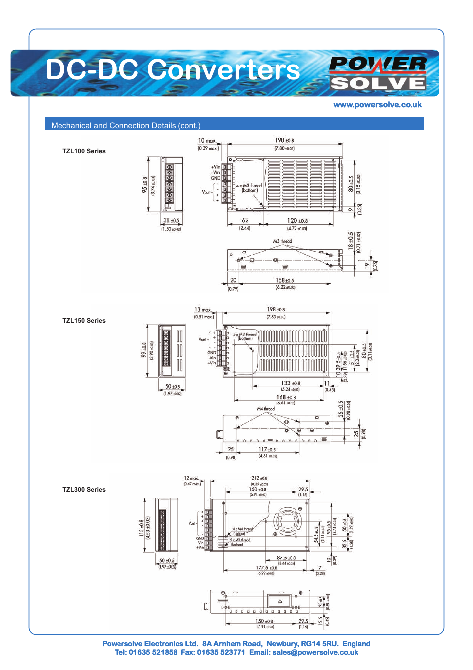 Dc-dc converters | Powersolve TZL Series User Manual | Page 2 / 2