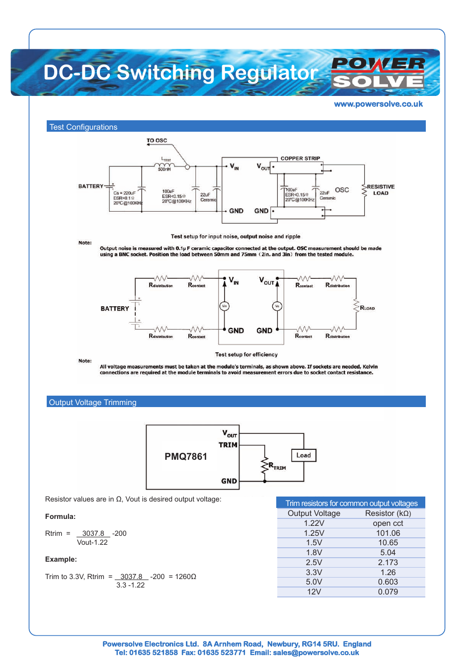 Dc-dc switching regulator | Powersolve PMQ7861 Series User Manual | Page 2 / 3