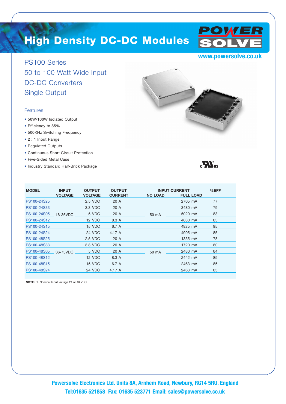 Powersolve PS100 Series User Manual | 4 pages