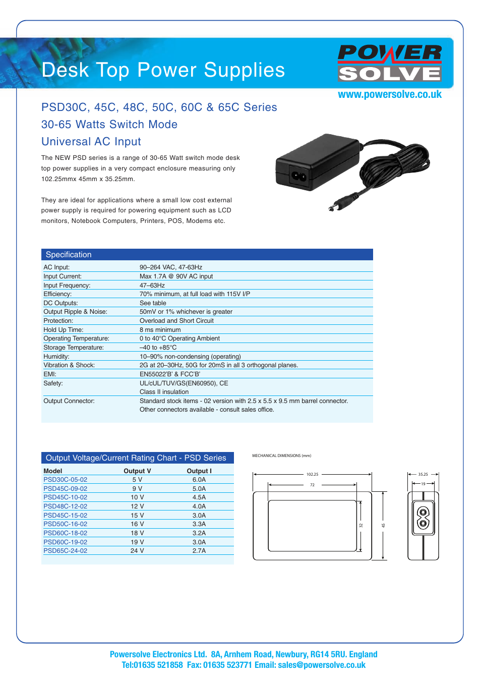 Powersolve PSD65C Series User Manual | 1 page