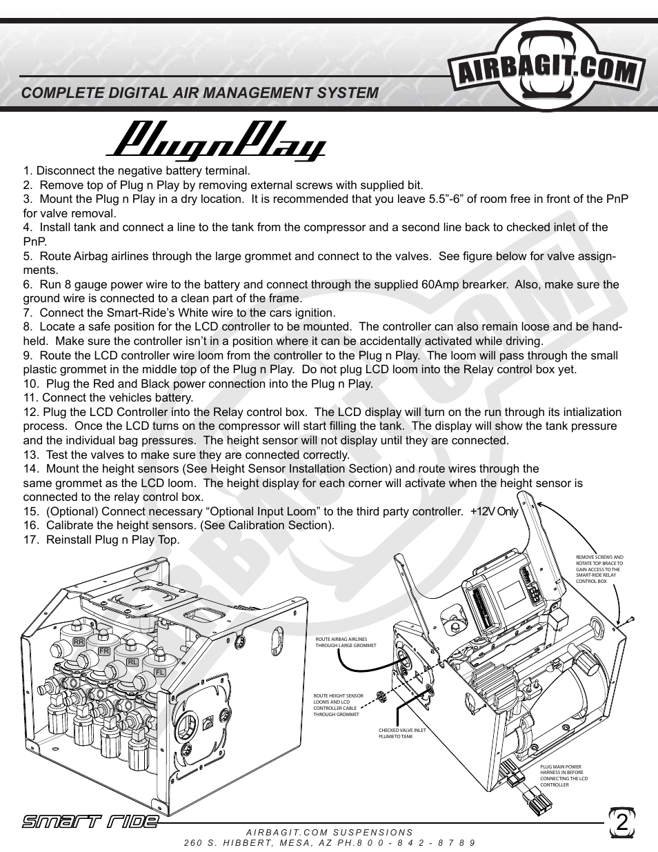 Plugnplay, Smart ride, Installation | Complete digital air management system | Airbagit Smart Ride User Manual | Page 3 / 12