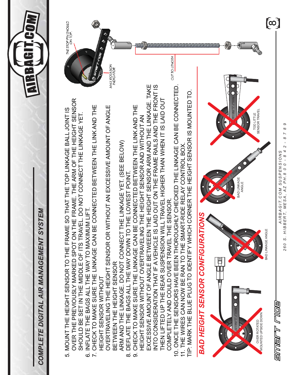 Smart ride, Bad height sensor configura tions | Airbagit Smart Ride User Manual | Page 9 / 12
