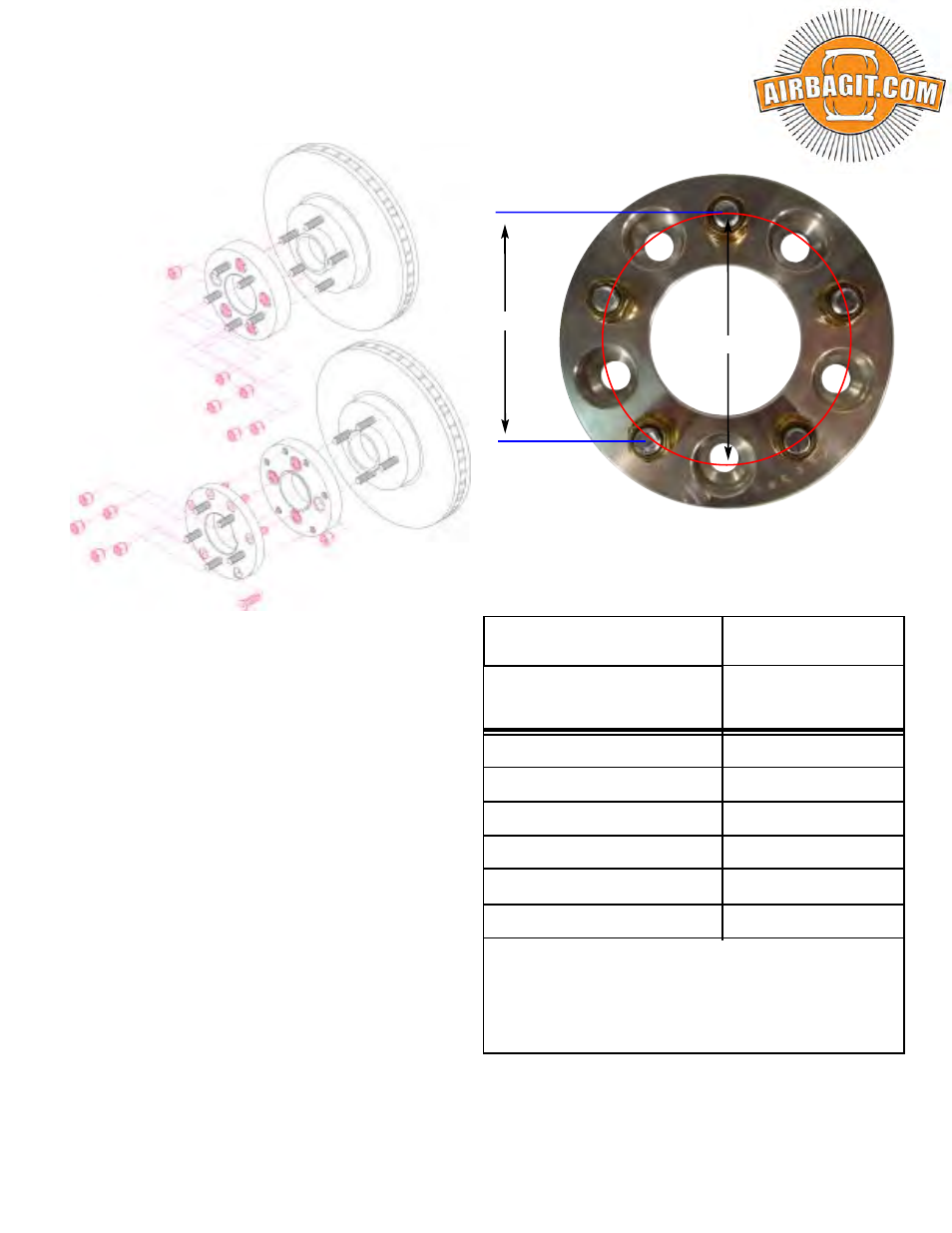 Airbagit Wheel Adapter and Spacer User Manual | 3 pages