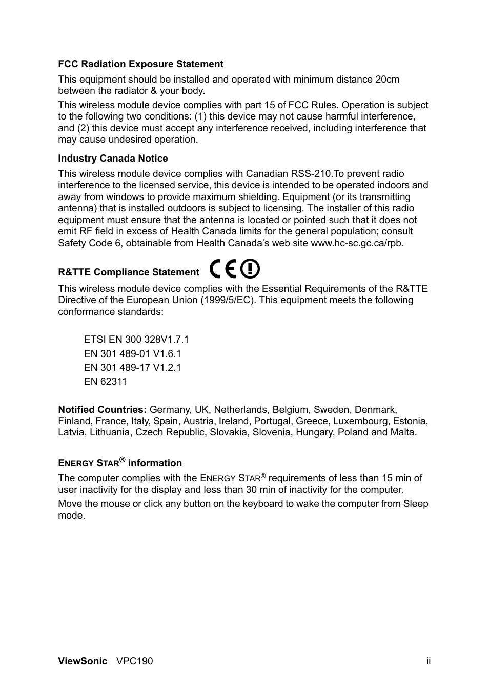 VIEWSONIC VPC190 User Manual | Page 5 / 49