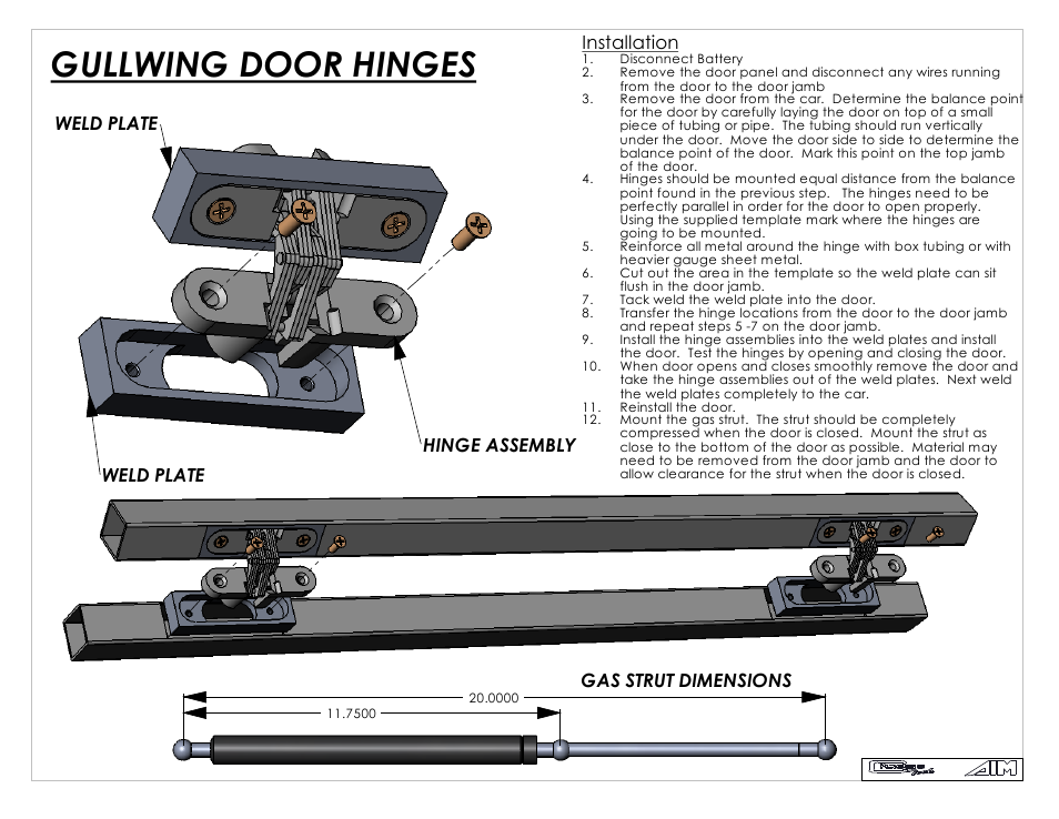 Airbagit Lambo "Gullwing  Door" User Manual | 1 page